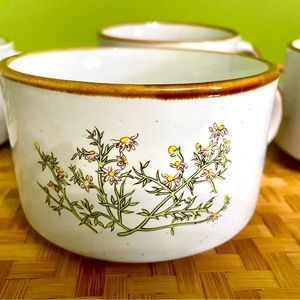 Festival Korea soup mugs, vintage floral pattern, set of 4